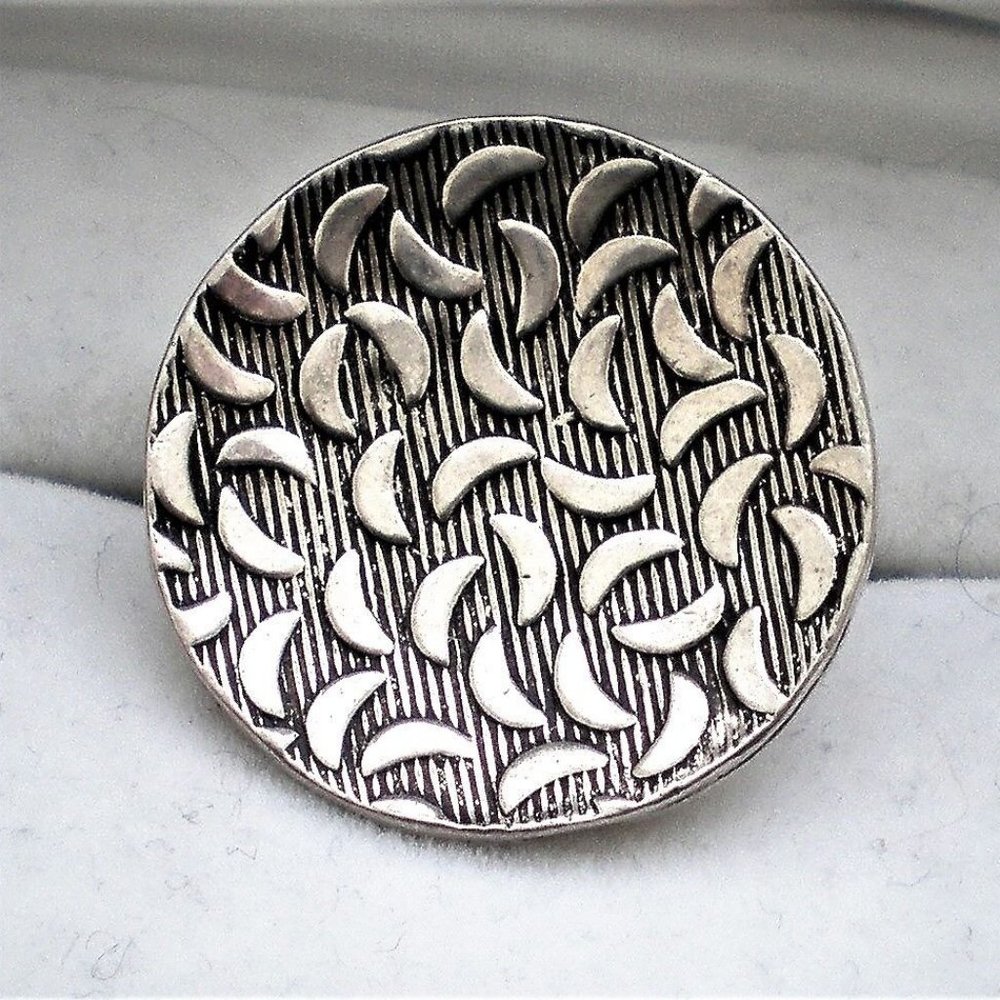 LARGE Vintage Modernist Sterling Silver 925 24MM Disc Design Cocktail Ring